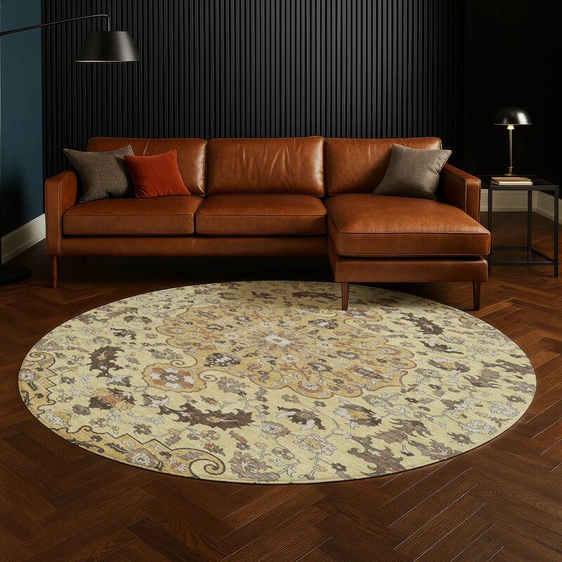 Machine Washable Indoor/ Outdoor Traditional Indore Chantille Rug