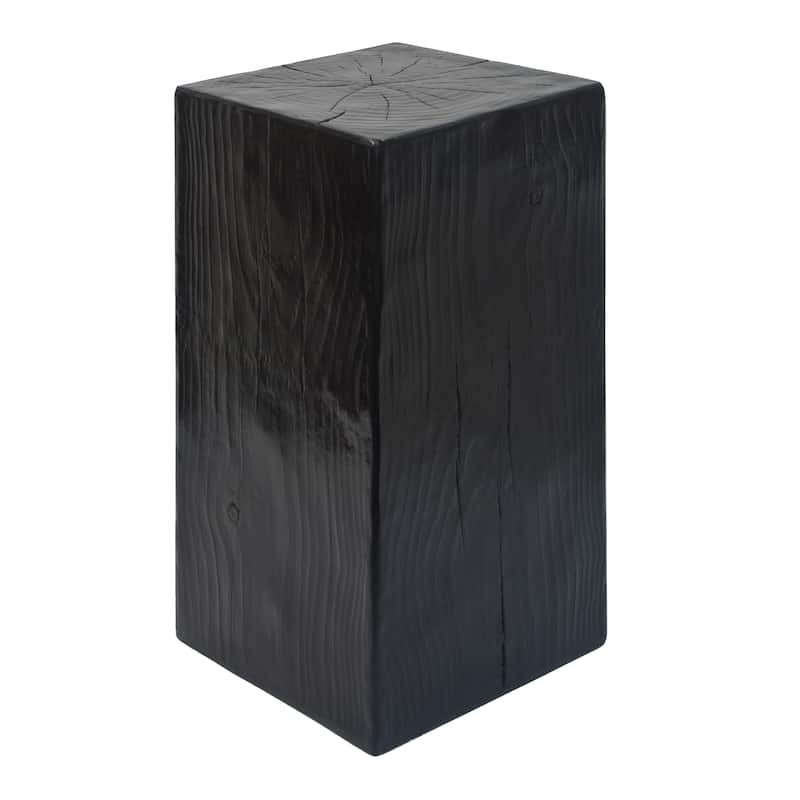 Distressed Wood-Effect End Table • Square Column Design in Multi-Height Set • Weather-Resistant for Indoor & Outdoor Decor