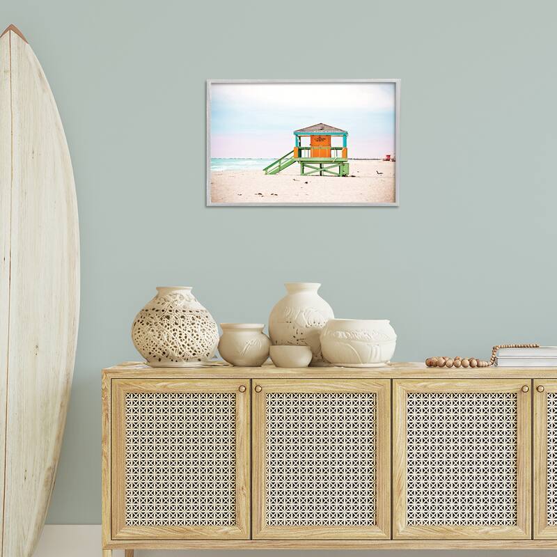 Stupell No Lifeguard On Duty Framed Giclee Art Design By Seven Trees Design