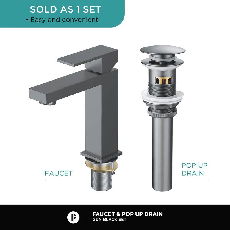 Fine Fixtures Modern Single Hole Bathroom Sink Faucet with Pop-up Drain and Strainer Basket