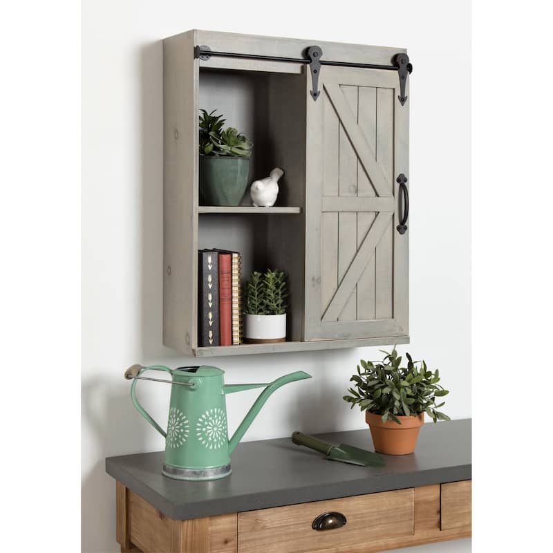 Kate and Laurel Cates Decorative Wood Cabinet with Sliding Barn Door - 22x28
