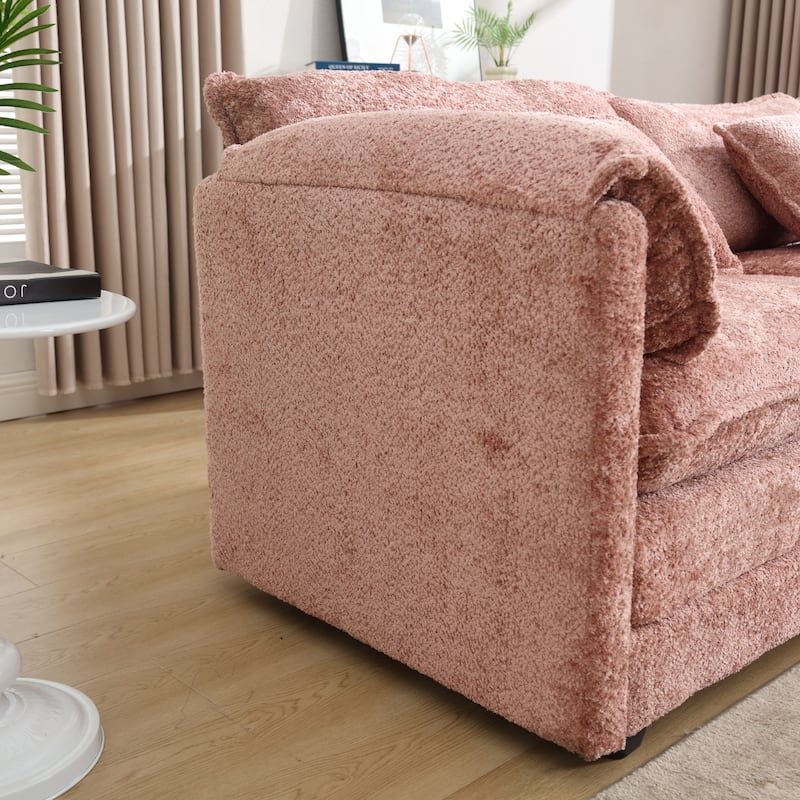 Cloud Chaise Lounge Couch L-shaped Sectional Sofa with Ottoman and Double Layered Seat Cushions for Living Room