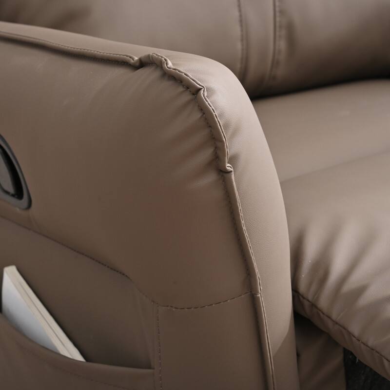 Modern PU Leather Swivel Rocking Recliner Chair with Side Pockets