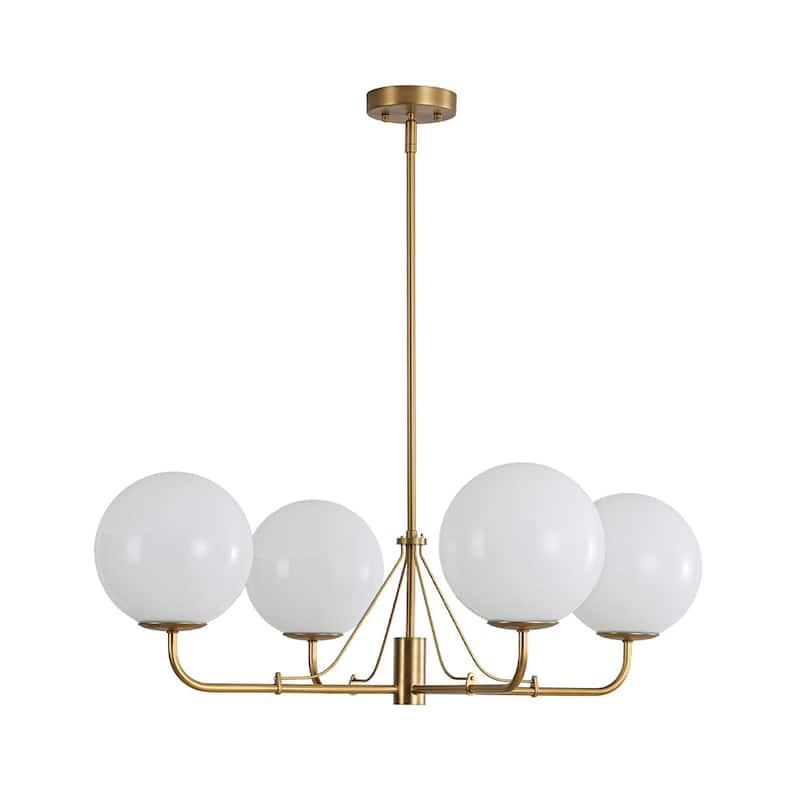 Modern Opal Glass Globe Quadra Dining Chandelier