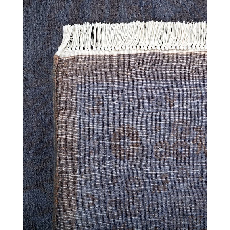 Overton Hand Knotted Wool Vintage Inspired Modern Contemporary Overdyed Gray Area Rug - 9' 2" x 16' 4"