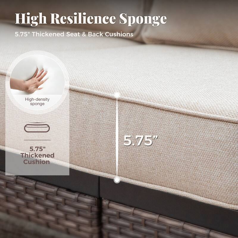 MAISON ARTS 4-Seat Patio Conversation Sets with 2 Rocking Sofa Chairs, 1 Loveseat Sofa and 1 Coffee Table