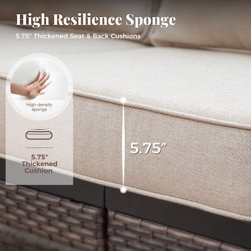 MAISON ARTS 5-Seat Outdoor Patio Furniture Sets, 2 x Cushioned Chairs, 1 x 3-Seat Sofa with Marbling Coffee Table