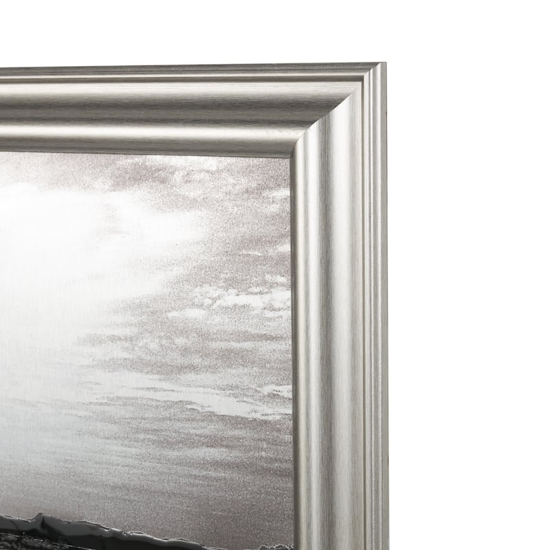 Polystone Landscape Textured Ocean Wall Art with Black and White Accents - Silver - Roche River Decor