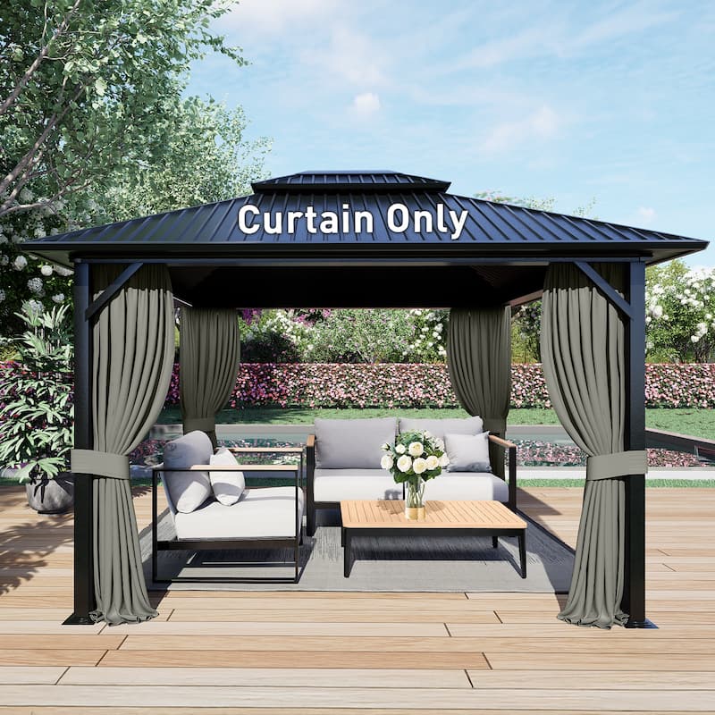 Aoodor 10' x 10' Gazebo Curtain Set，Curtain Only