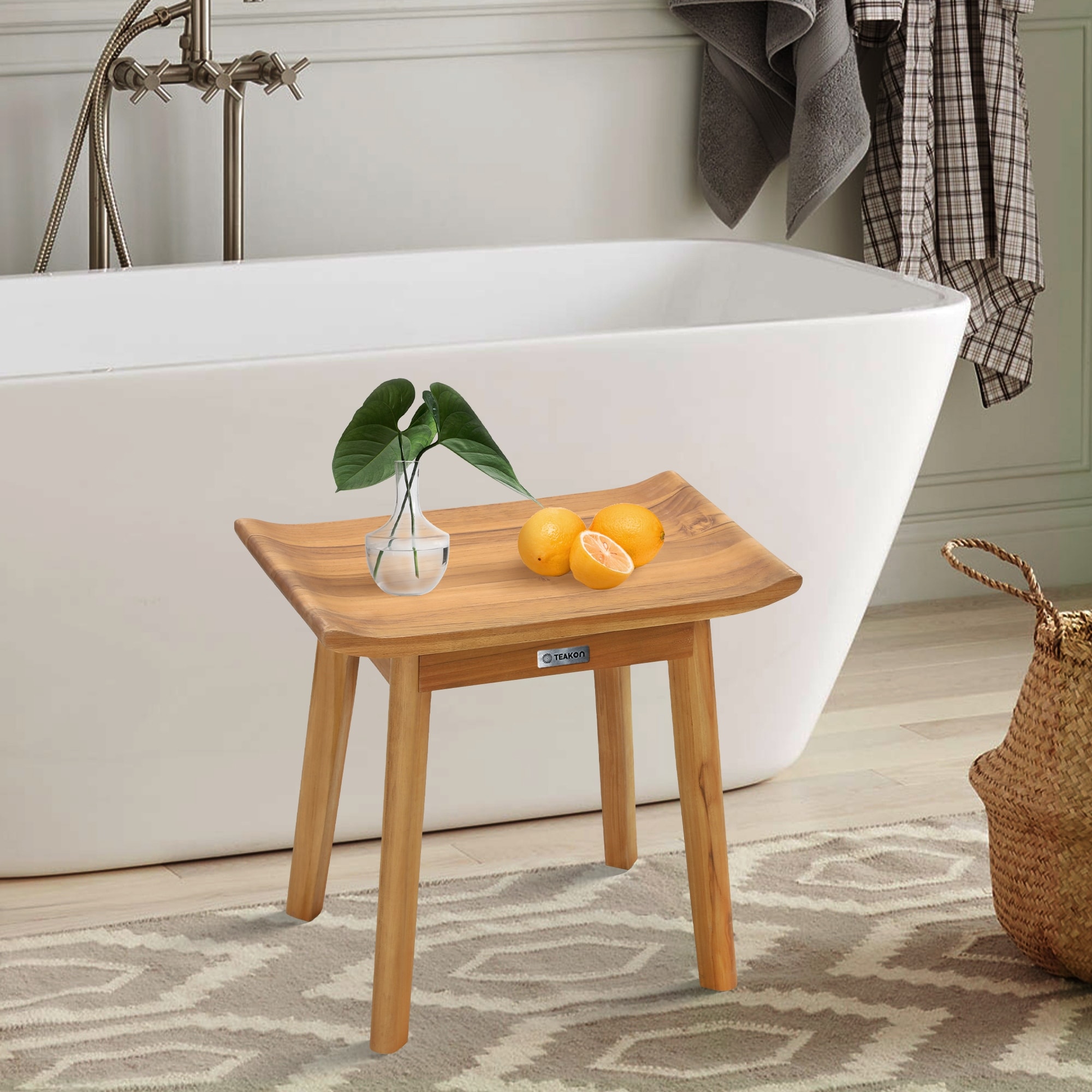 Bathroom Stool with Storage Shelf Teak Shower Bench Waterproof Wood Bench Shower Seat On Sale Bed Bath Beyond 40324352