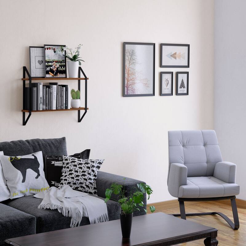 Wallniture Ponza 2-Tier Wood Floating Bookshelf for Bedroom Wall Decor