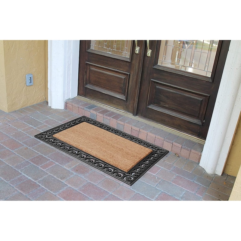 A1HC Black Aiken Rubber And Coir Non-Slip Outdoor Durable Doormat 30"X48"