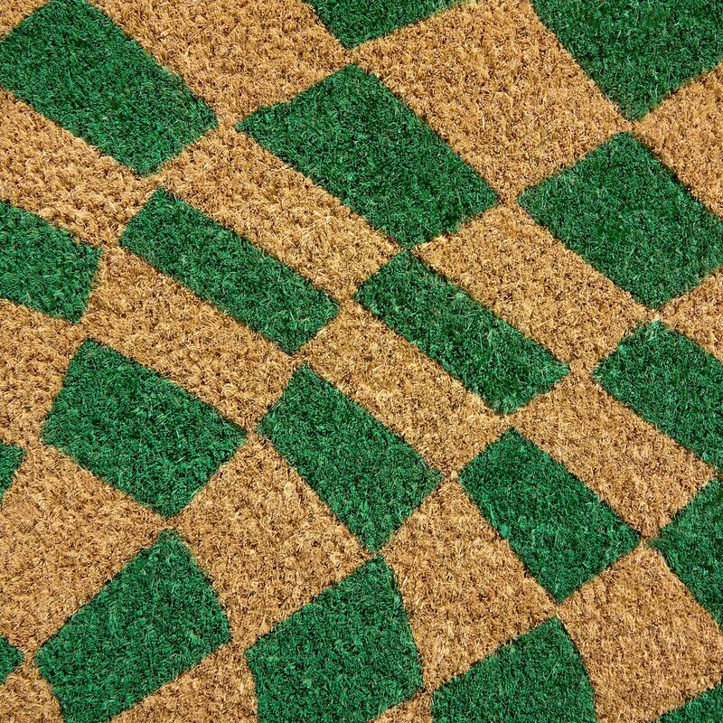 TOWN & COUNTRY TERRA Emmett Groovy Checkerboard Outdoor Door Mat, Natural Coir Mat