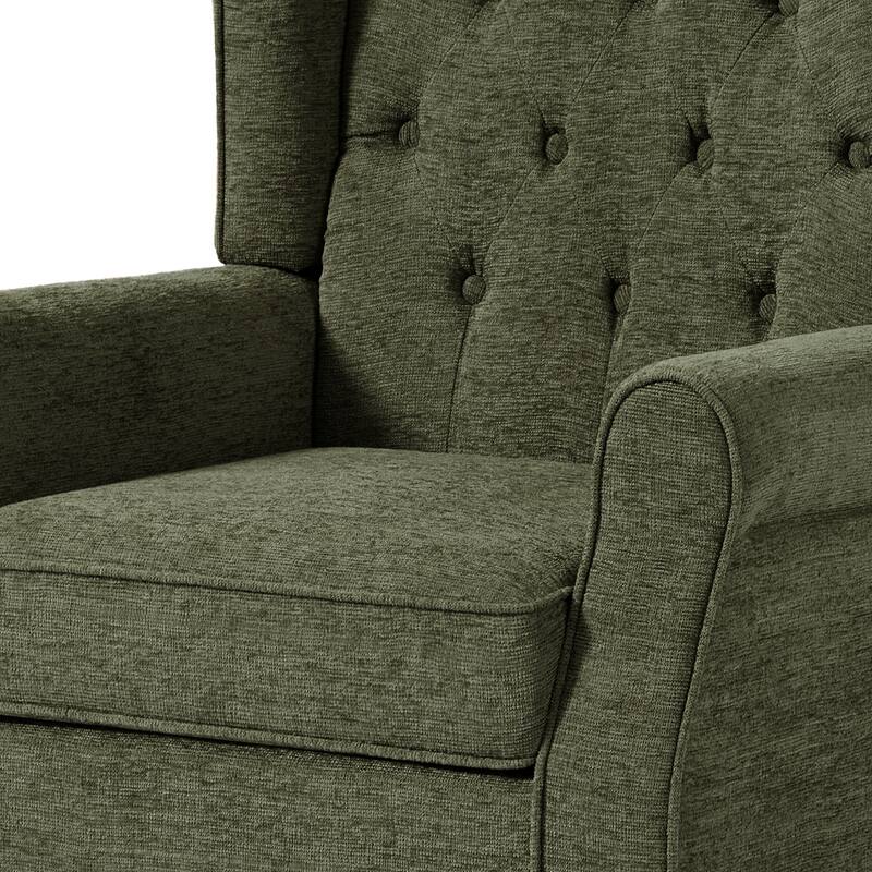 Button-Tufted Accent Chair Wingback Armchair - 38"H