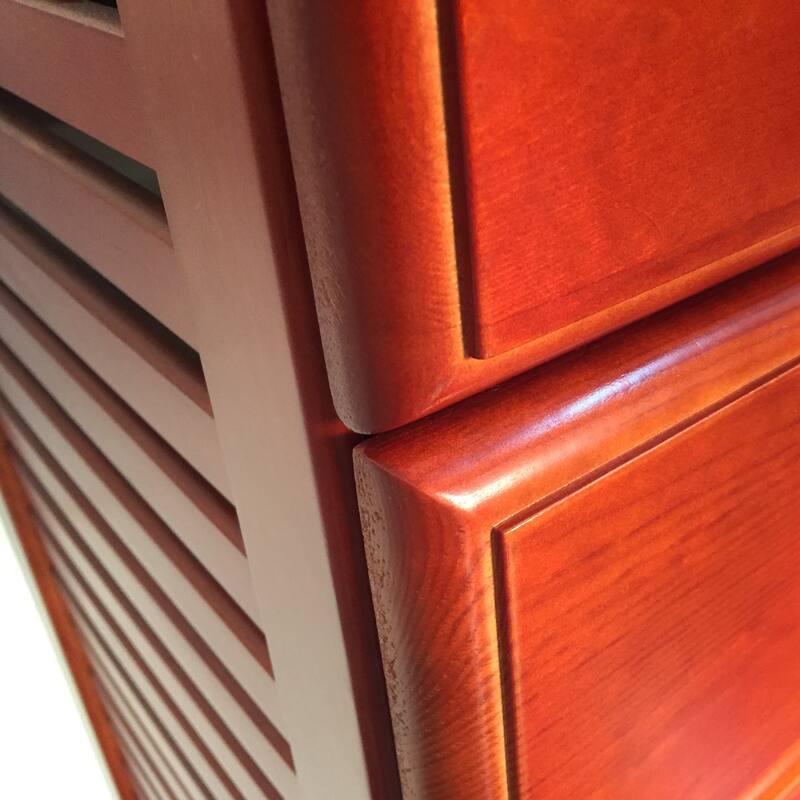 John Louis Home Solid Wood Walk-In Closet System with 5-Drawers and Raised Panel Doors Red Mahogany