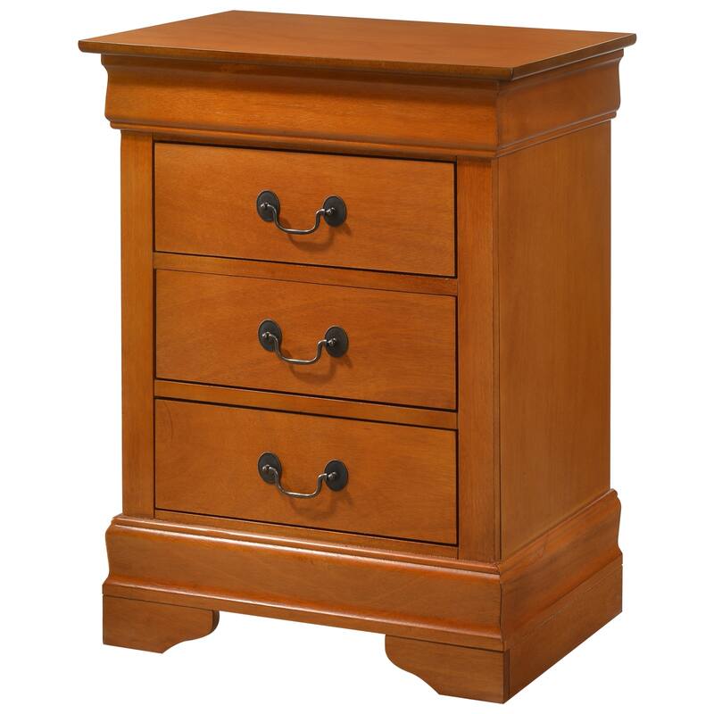 Oak Nightstand 29x21x16 with Three Spacious Drawers, Solid Wood Bedside Table for Bedroom Storage and Warm Classic Accent
