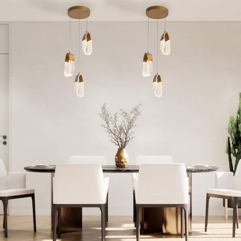 Modern 3-Light LED Gold Chandeliers Island Lights for Dining Room - Dia. 11.6" x H 11"