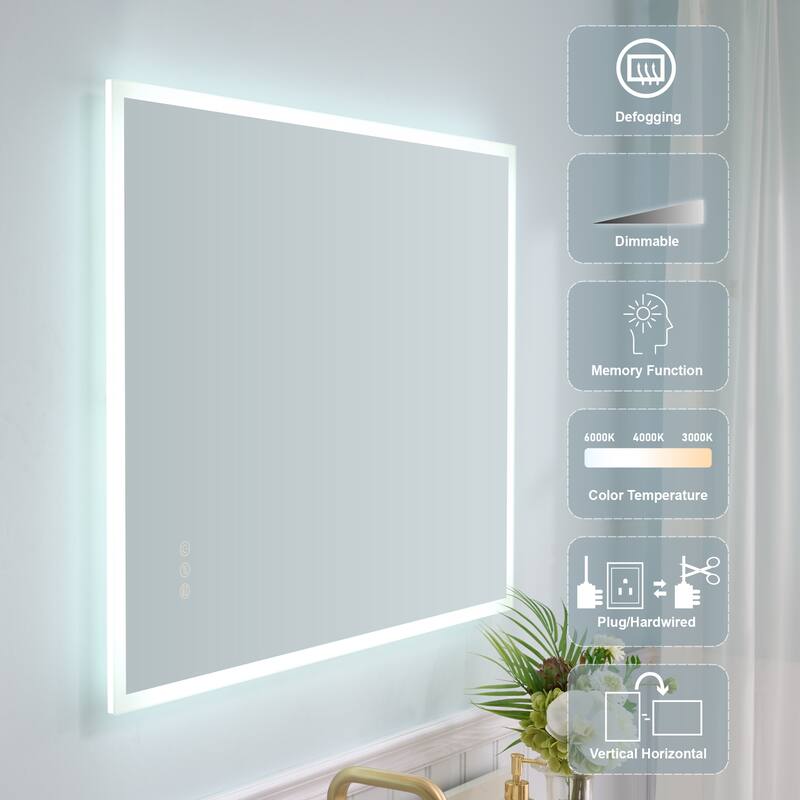 Modern Wall Mounted LED Bathroom Frontlit/Backlit Mirror With PMMA Diffuser