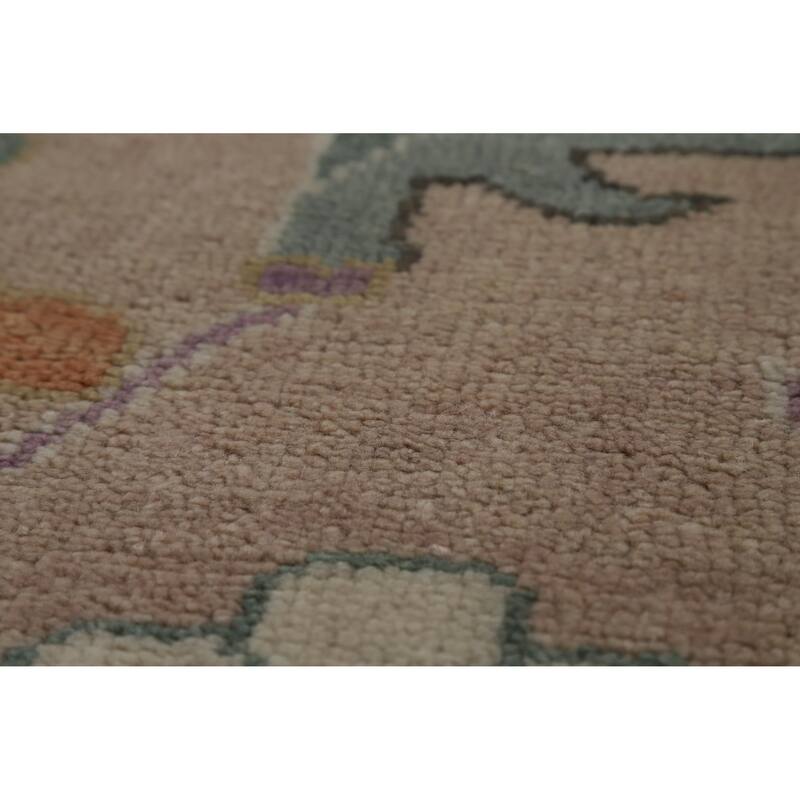 Hand Knotted Oriental 100% Wool Carpet Transitional All-Over Brown Oushak Area Rug - 11' 9'' X 8' 11''