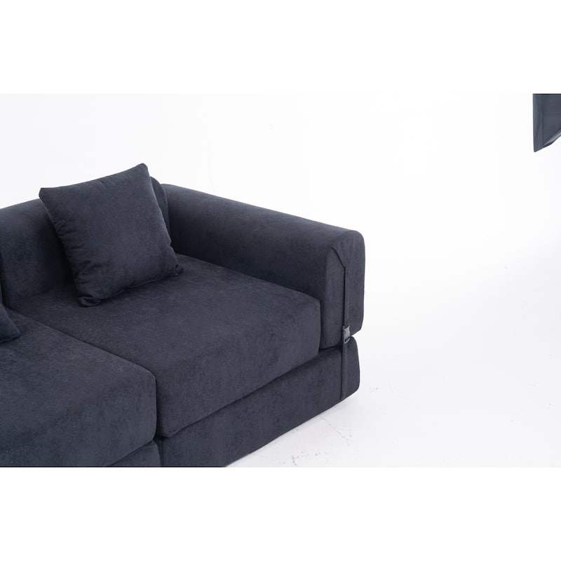 Folding Chaise Longue Sofa Fold Out Loveseat Floor Couch, Convertible Sleeper Sofa Bed Modular Leisure Sofa