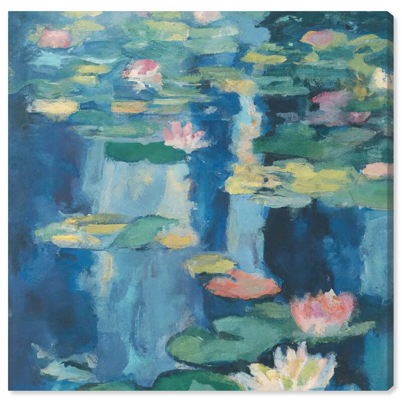 Wynwood Studio Canvas Floral and Botanical The Lily Pond Impressive Blue and Modern & Contemporary Wall Art Canvas Print