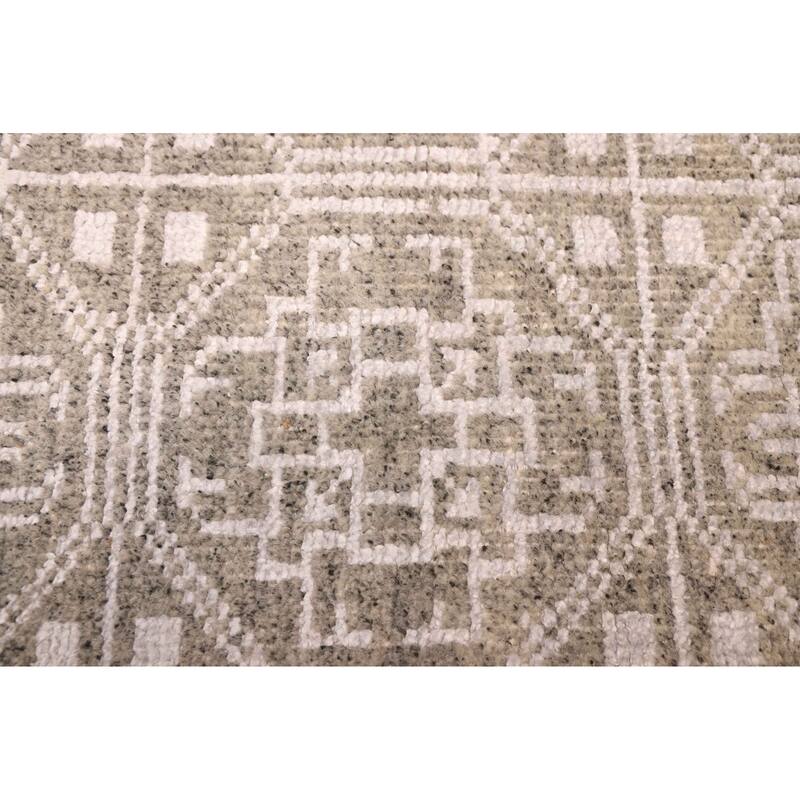 ECARPETGALLERY Hand-knotted Tangier Grey Silk, Wool Rug - 5'4 x 7'8