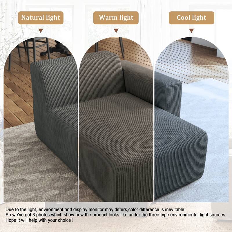 Indoor Modern Corduroy Chaise Lounge Couch