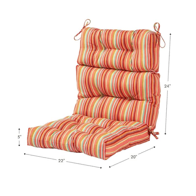 Coastal Stripe 22-inch x 44-inch Outdoor High Back Chair Cushion (Cushion Only)