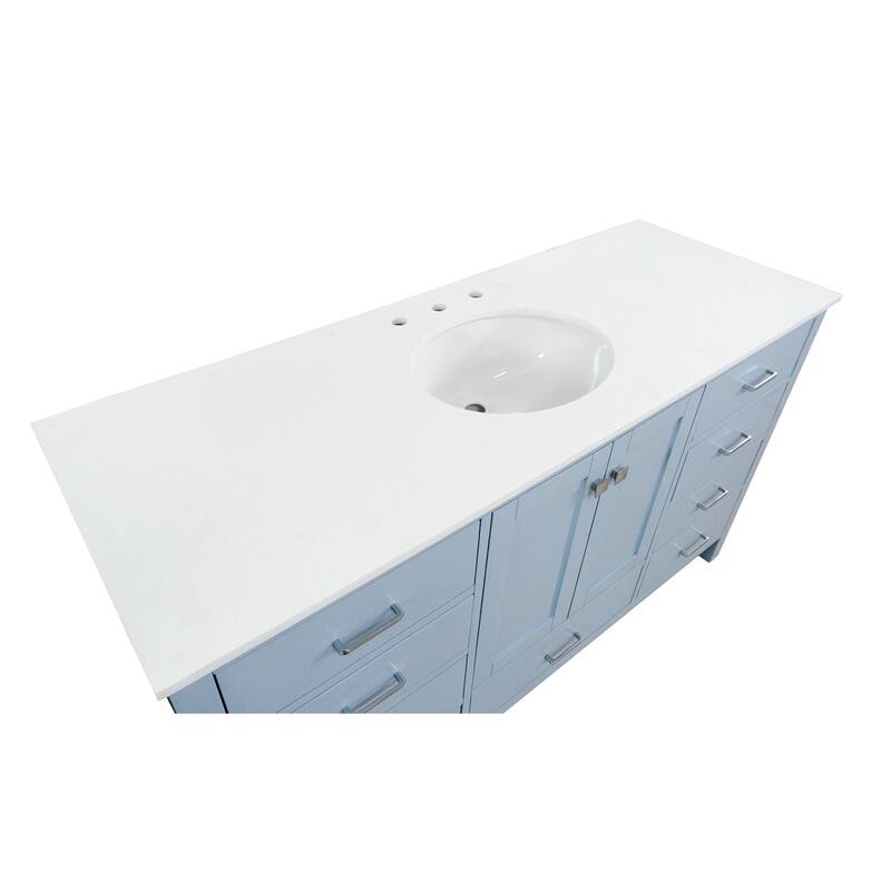 KitchenBathCollection Horizon 60" Single Bathroom Vanity with Engineered White Top