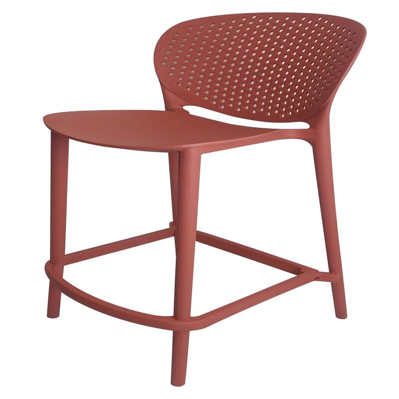 Set of 4 Stackable Plastic Bar Stools with Low Back and Footrest