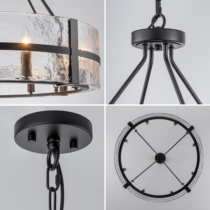 Dimmable Large Drum Glass Chandelier for Dining Room High Ceiling Living Room