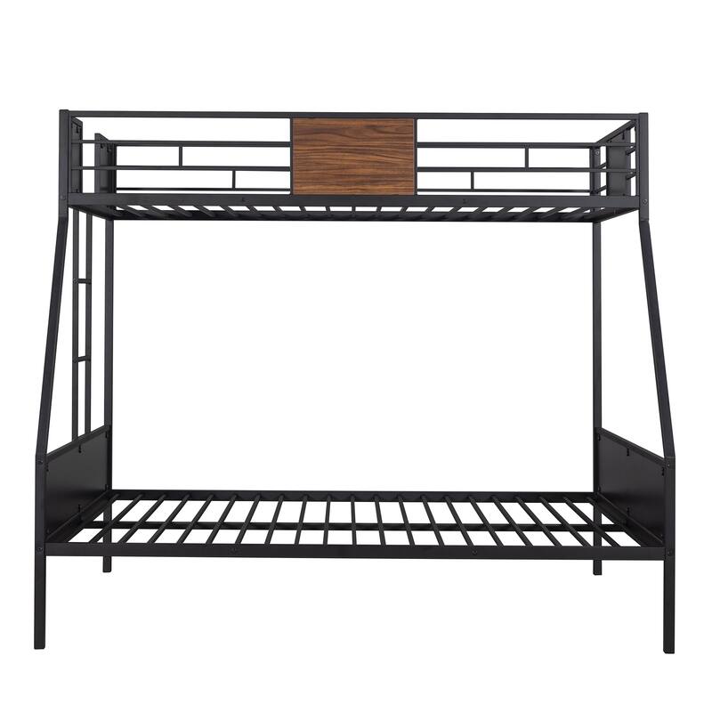 Bunk bed modern style steel frame bunk bed with safety rail, built-in ladder