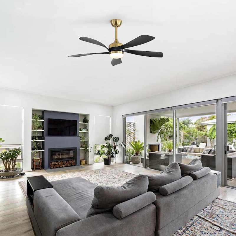 52" Downrod Ceiling Fan with Light and Remote,Reversible DC Motor,for Living Room Bedroom Patio - 52 Inches