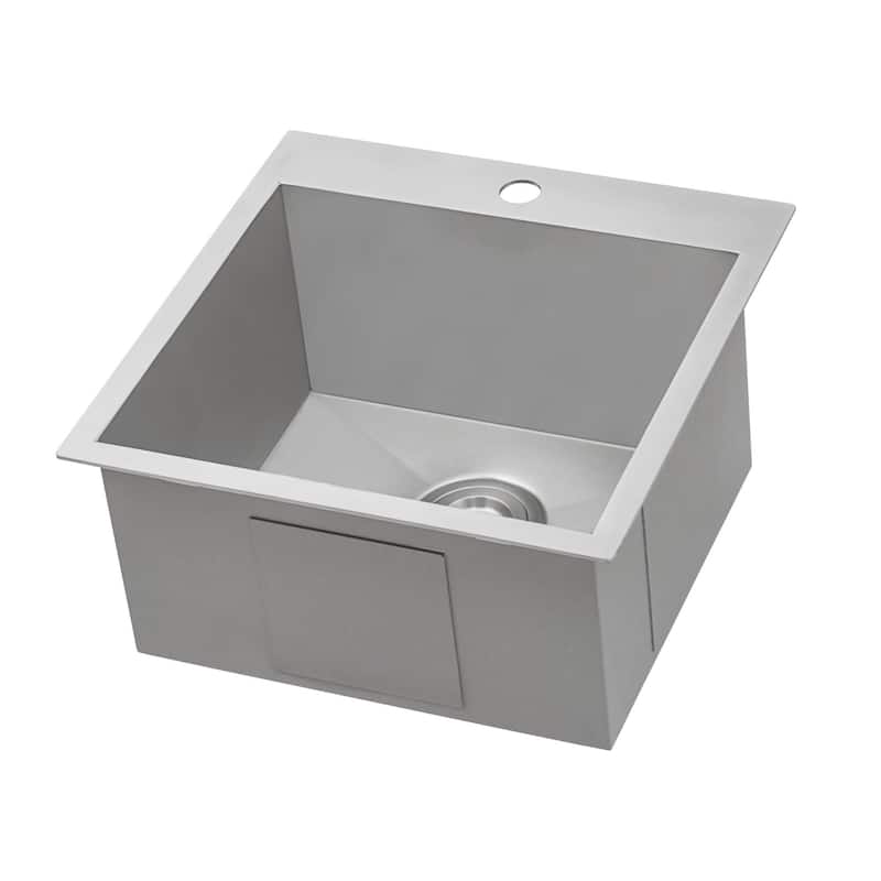 Ruvati 18 x 18 inch Drop-in Topmount Bar Prep Sink 16 Gauge Stainless Steel Single Bowl - 18" x 18" - 18" x 18″