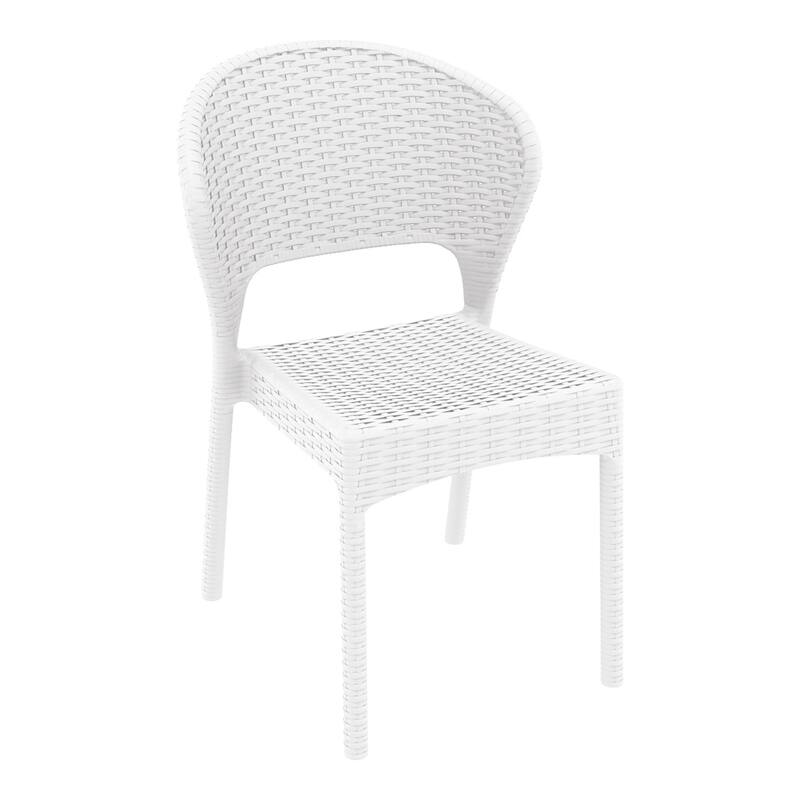 32" White Patio Wickerlook Stackable Dining Chair