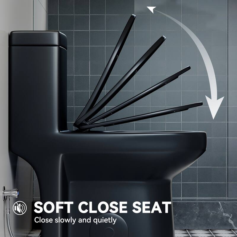 HOROW 1 Piece Dual Flush Toilet White 0.8 1.28 GPF Durable UF Seat Included - N/A