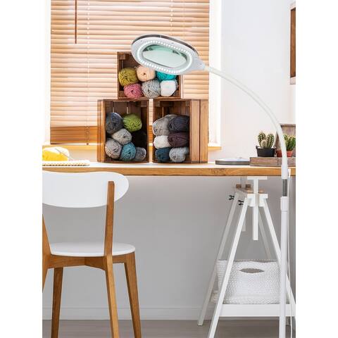 Brightech Lightview LED 3-in-1 Magnifier Floor and Table Lamp - White