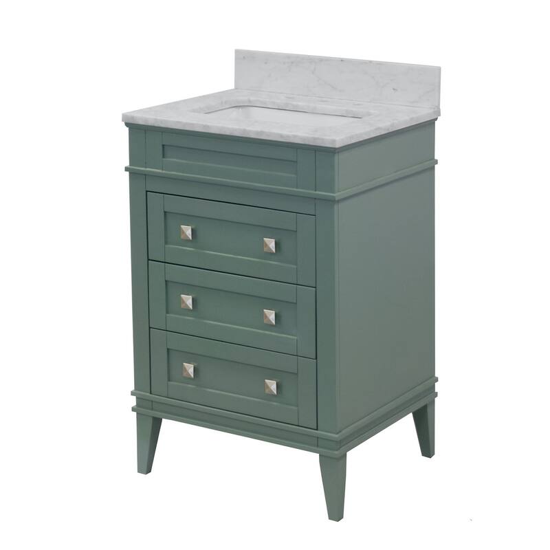 KitchenBathCollection Eleanor 24" Bathroom Vanity with Carrara Marble Top
