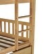 preview thumbnail 3 of 9, Stylish Full Over Full Rubber Wood Bunk Bed with Trundle, Ladder and Guardrails, Convertible to 2 Full Size Beds, White Oak
