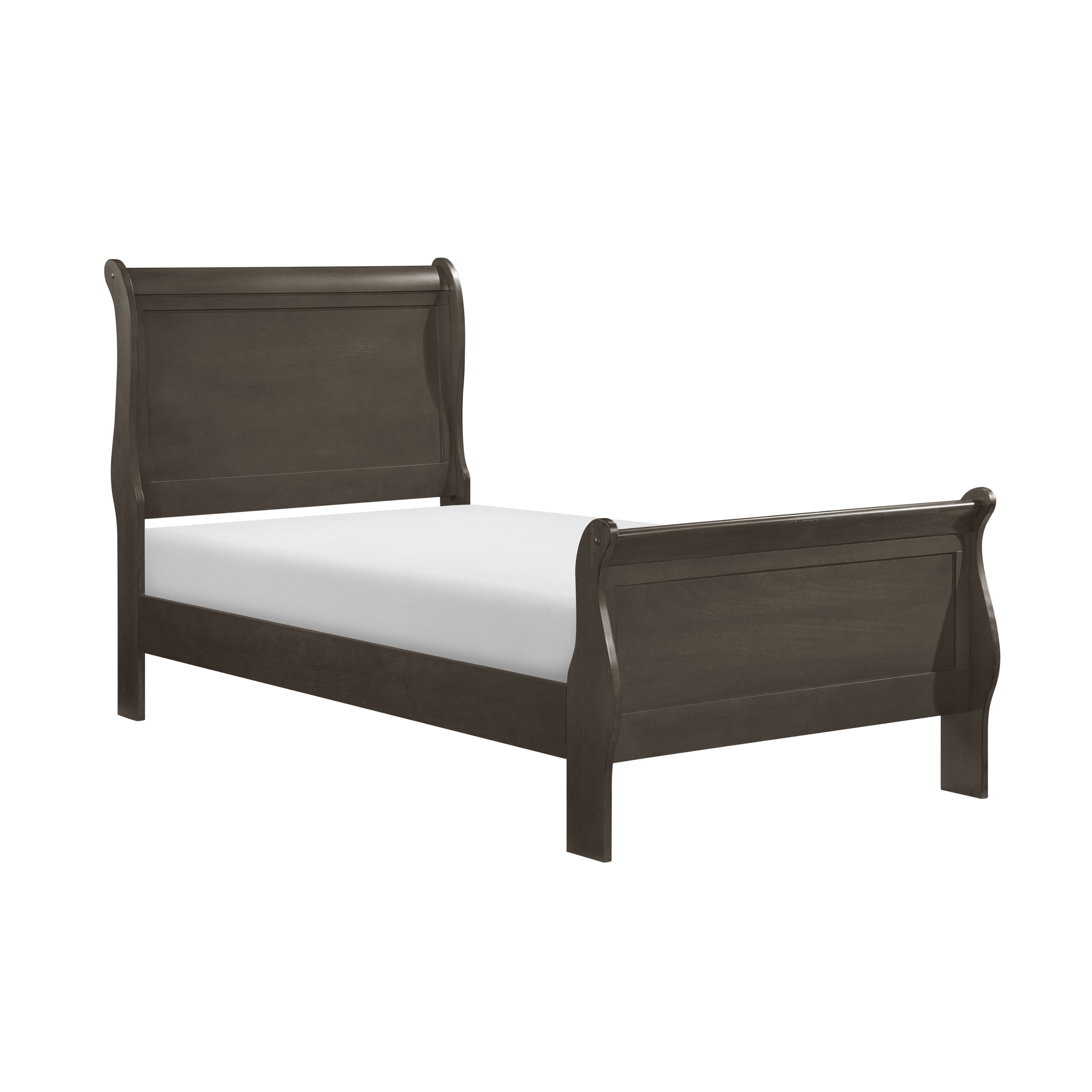 Twin Size Wood Panel Bed with Traditional Sleigh Design