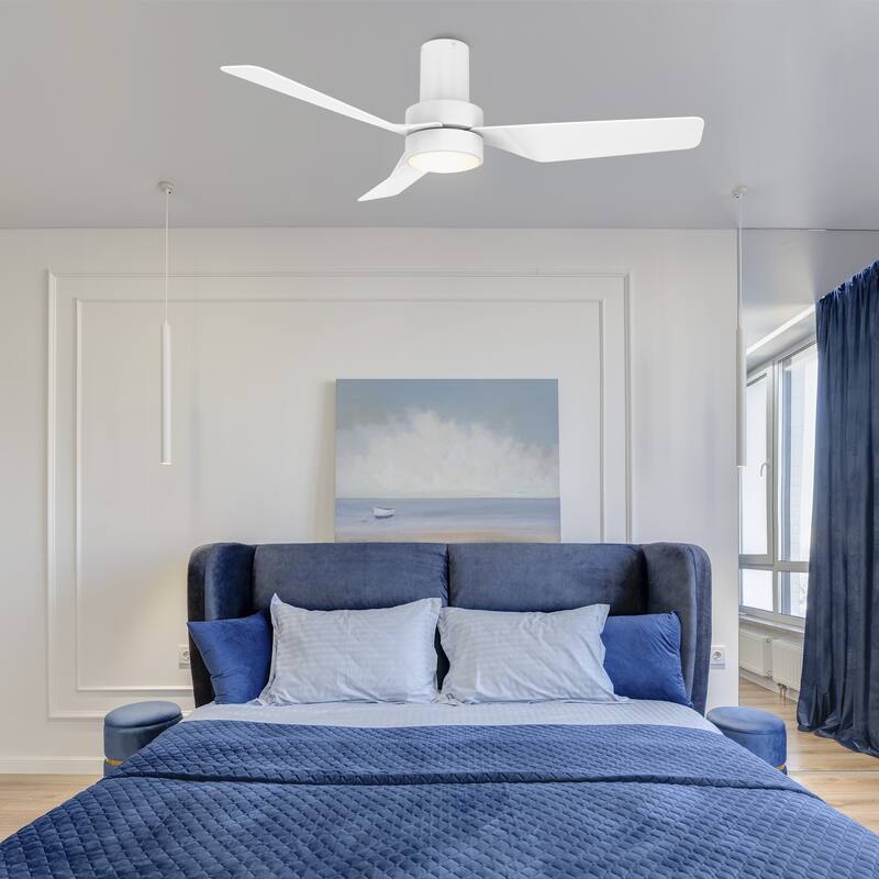 CARRO Nantes 44" ABS 3-Blade Indoor Smart Ceiling Fan with Light and Remote-Flush Mount