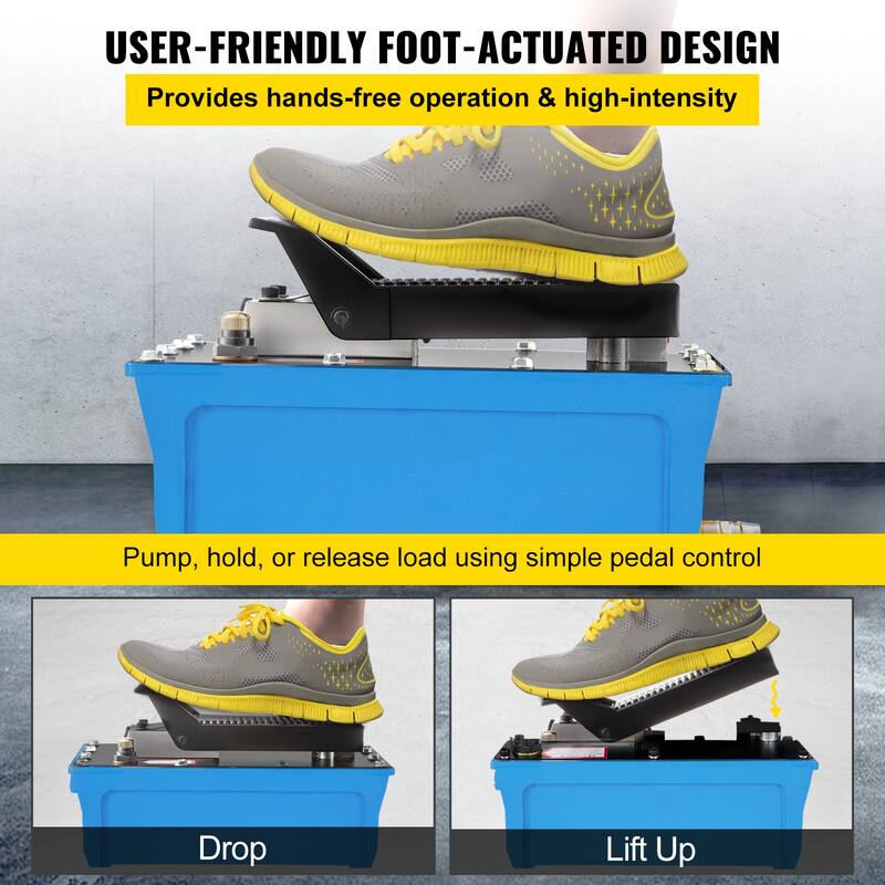 Air Hydraulic Pump 10000 PSI Air Over Hydraulic Pump 1/2 Gal Reservoir Air Treadle Foot Actuated Hydraulic Pump 3/8" NPT