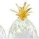 preview thumbnail 8 of 8, Clear Crystal Faceted Pineapple Fruit Decorative Sculpture with Gold Leaves (Set of 3)