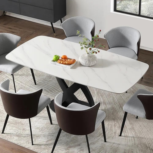 Modern Dining Table Sintered Stone Tabletop Dining Room Table for
