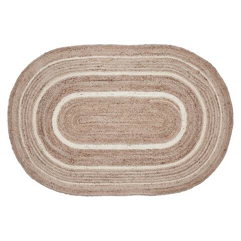 Natural & Creme Jute Rug Oval w/ Pad 36x60 - 3'6"