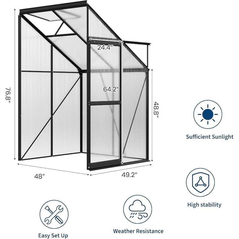 4x4FT Portable Outdoor Walk-in Greenhouse for Winter Gardening, Black