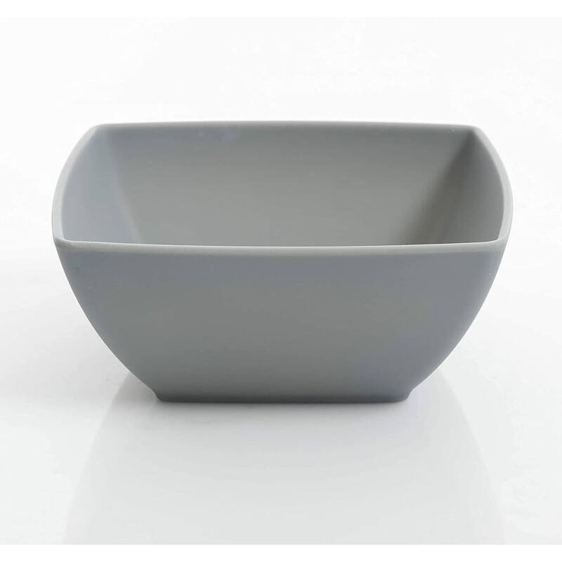 Gibson Home 16 Piece Square Dinnerware Set Plates, Bowls, & Cups, Grey (3 Pack)