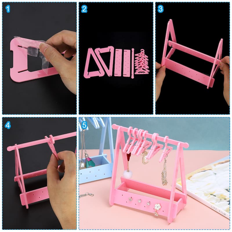 1 Set Earring Holder 8 Coat Hangers, Acrylic Earring Organizer 20 Hole
