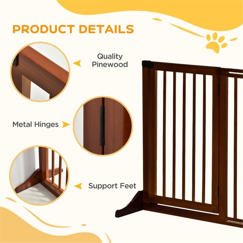 Wooden Pet Gate with Adjustable Length Perfect for Small to Medium Dogs