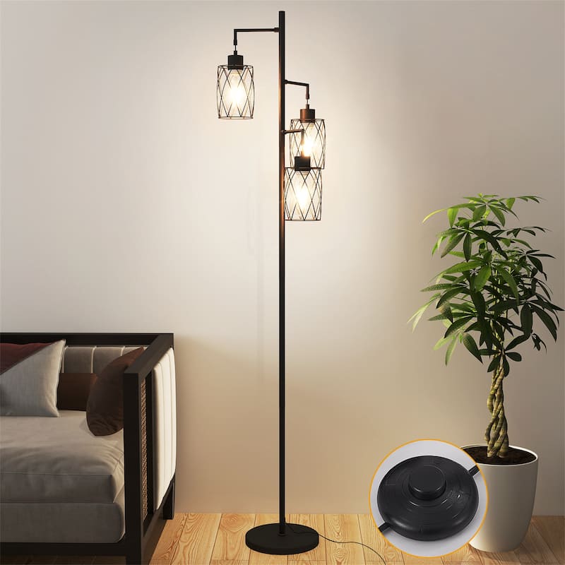 67 Inch 3-Light Tree Floor Lamp with Foot Switch, Easy to Assemble